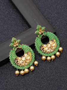 AVANT-GARDE PARIS Green & Gold-Toned Beaded Contemporary Chandbalis Earrings