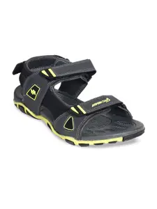 IMPAKTO Men Grey & Yellow Solid Sports Sandal