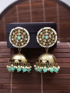 Yellow Chimes Green Classic Jhumkas Earrings