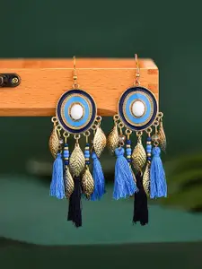 Yellow Chimes Blue & Gold-Toned Classic Dangle Earrings