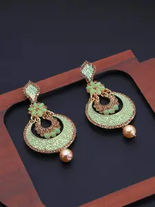 Yellow Chimes Green Classic Chandbalis Earrings