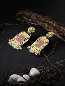 Adwitiya Collection Gold-Toned Floral Drop Earrings