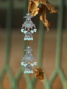 Adwitiya Collection Turquoise Blue Bead Beaded Jhumkas Earrings