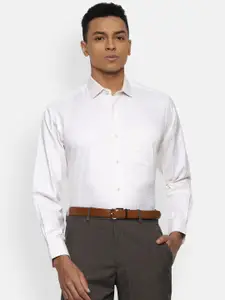 Van Heusen Men White Grid Tattersall Checks Checked Formal Shirt