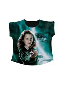 Harry Potter by Wear Your Mind Green & Black Print Extended Sleeves Top