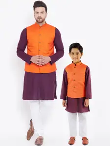 VASTRAMAY Boys Purple Kurta with Pyjamas