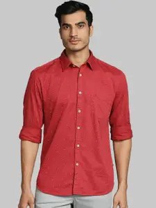 Parx Men Red Slim Fit Printed Casual Shirt