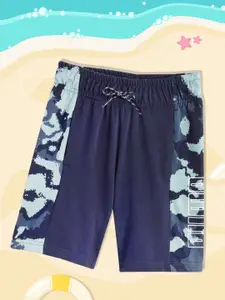 Puma Boys Blue Camouflaged Printed Pure Cotton Shorts