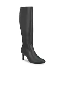 Delize Black High-Top Kitten Heeled Boots