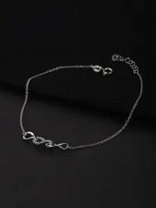 VANBELLE Women Rhodium-Plated White Crystals-Studded Anklet