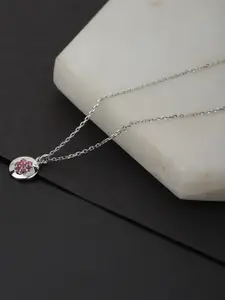 VANBELLE 925 Sterling Silver & Pink Ruby Studded Sterling Silver Rhodium-Plated Necklace