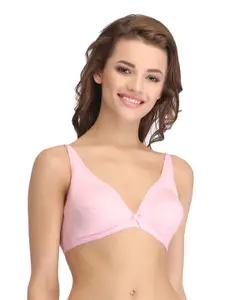 Clovia Cotton Non-Padded Non-Wired Demi Cup T-Shirt Bra - Pink