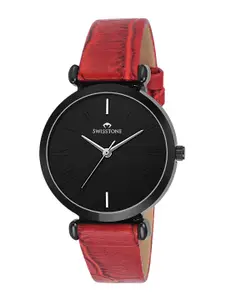 SWISSTONE Women Black Brass Dial & Red Bracelet Style Straps Analogue Watch CK312