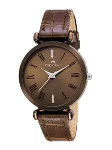 SWISSTONE Women Brown Textured Straps Analogue Watch