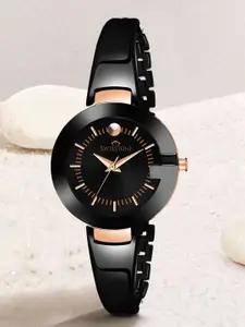 SWISSTONE Women Black Embellished Straps Analogue Watch