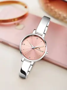 SWISSTONE Women Pink Brass Dial & Silver Toned Straps Analogue Watch JEWELS068-PNKSLV