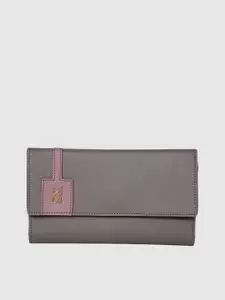 Baggit Women Grey Solid Applique Three Fold Wallet