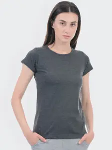 Sweet Dreams Women Charcoal Grey Solid Cotton Lounge T-Shirt