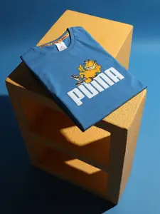 Puma Boys Blue & Orange Garfield Printed Relaxed Fit T-shirt