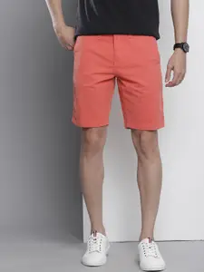 Nautica Men Coral Red Solid Slim Fit Low-Rise Shorts