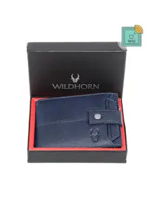 WildHorn Men Blue Leather Two Fold Wallet