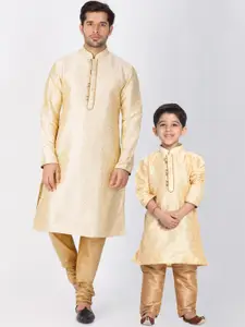 VASTRAMAY Boys Gold-Toned Kurta with Pyjamas