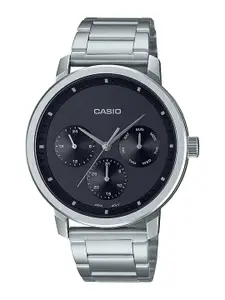 CASIO Men Black Dial & Silver Toned Straps Analogue Watch