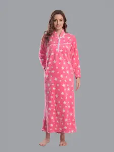 CIERGE Pink & White Star Printed Maxi Nightdress