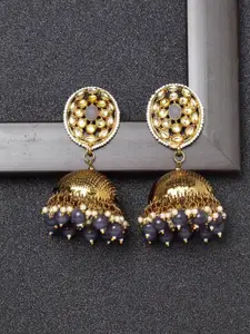 AVANT-GARDE PARIS Women Gold-Toned & Blue Dome Shaped Jhumkas Earrings