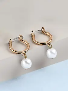 AMI Gold-Plated Contemporary Pearl Drop Earrings