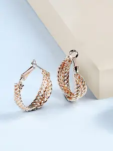 AMI Rose Gold Contemporary Hoop Earrings