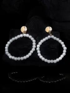 AMI Gold-Toned Beaded Circular Drop Earrings