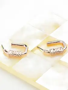 AMI Rose Gold Contemporary Half Hoop Earrings