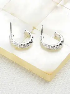 AMI Silver-Toned Contemporary Half Hoop Earrings