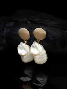AMI Gold-Toned Contemporary Pearls Beaded Drop Earrings