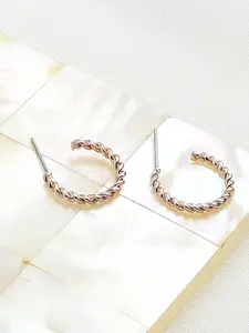 AMI Women Rose Gold-Toned Contemporary Handcrafted Hoop Earrings