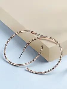 AMI Women Rose Gold-Toned Contemporary Handcrafted Hoop Earrings
