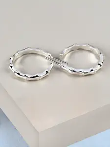 AMI Silver-Toned Contemporary Hoop Earrings