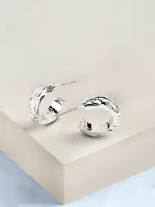 AMI Silver-Toned Contemporary Half Hoop Earrings