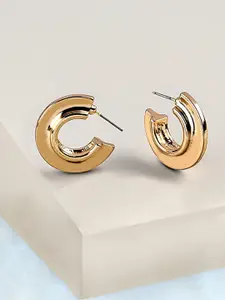 AMI Gold-Toned Contemporary Half Hoop Earrings