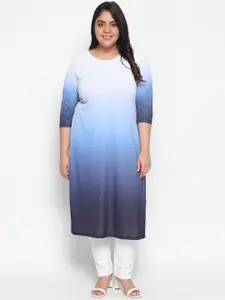 Amydus Women Plus Size Blue Ombre Printed Kurti