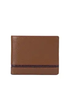 Da Milano Men Brown Textured Two Fold Wallet