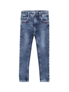 UNDER FOURTEEN ONLY Girls Blue Heavy Fade Stretchable Jeans
