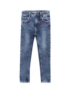 UNDER FOURTEEN ONLY Girls Blue Skinny Fit Heavy Fade Stretchable Jeans