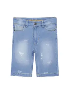 UNDER FOURTEEN ONLY Boys Blue Printed Denim Shorts