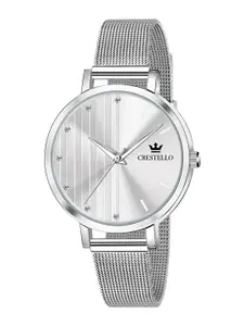 CRESTELLO Women Silver-Toned Brass Dial & Silver Toned Analogue Watch