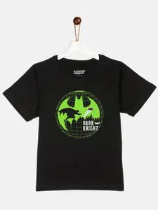 YK Justice League Boys Black Batman Printed Cotton T-shirt