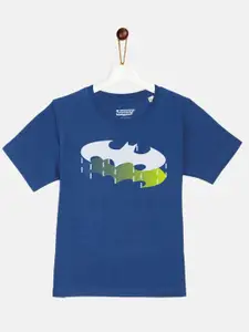 YK Justice League Boys Blue Batman Graphic Printed Pure Cotton T-shirt