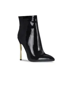 London Rag Women Black Solid Mid-Top Heeled Boots