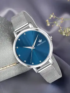 CRESTELLO Women Blue Stainless Steel Bracelet Style Straps Analogue Watch CR-L103-BLU-CH